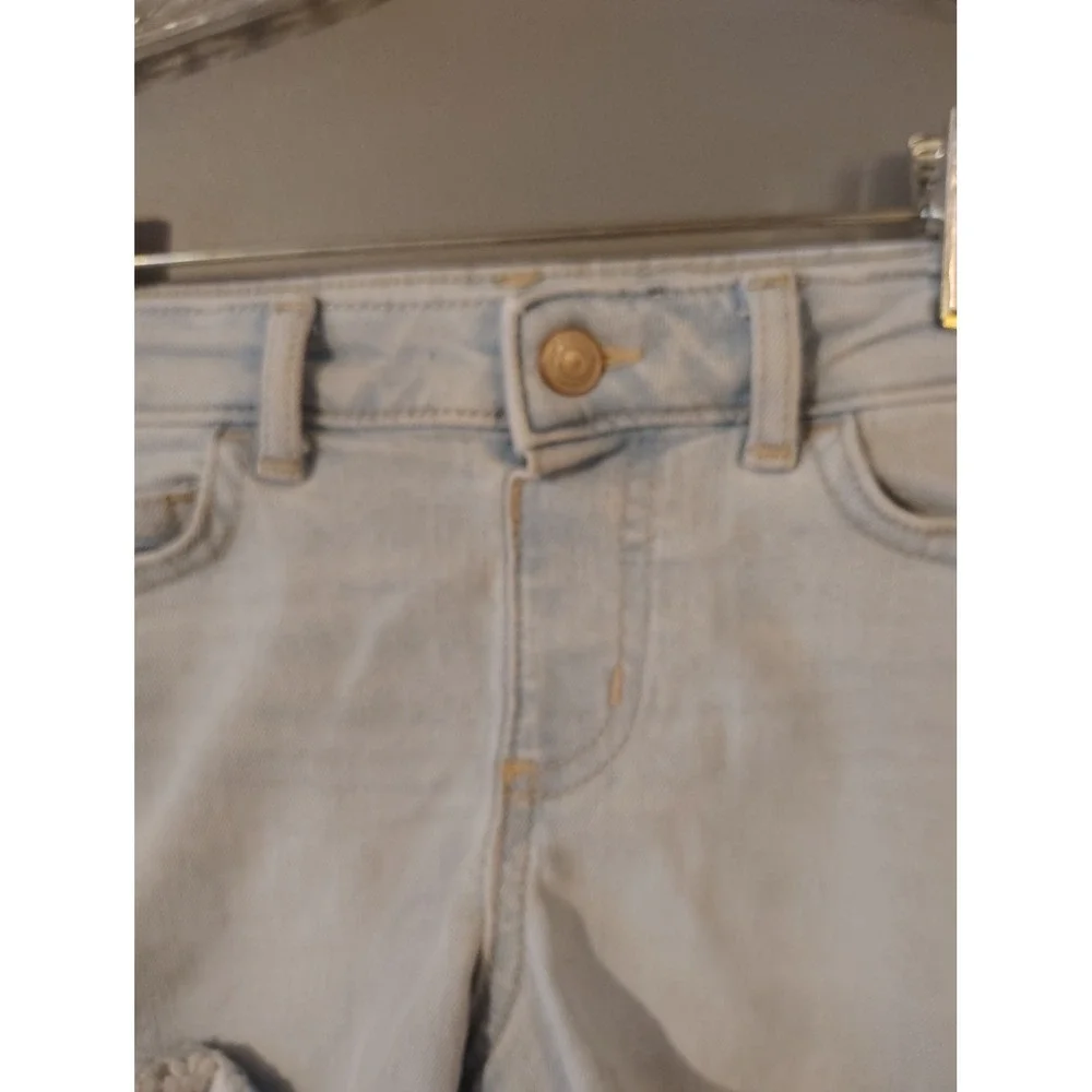 Jumping Beans Girls Light Wash Denim Shorts Crochet Lace Trim 5T